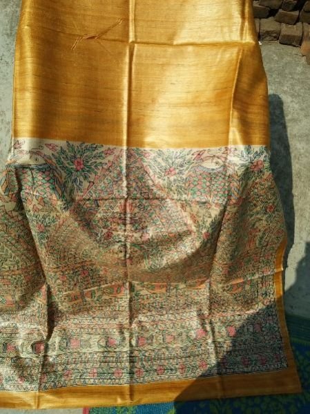 Tassar Ghicha Hand Painting Silk Saree 11