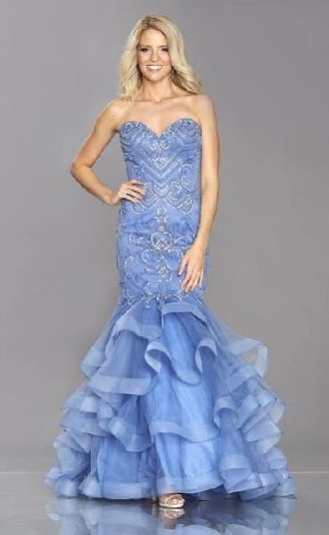 Beautiful Blue Tight Fitted Party Wear Gown