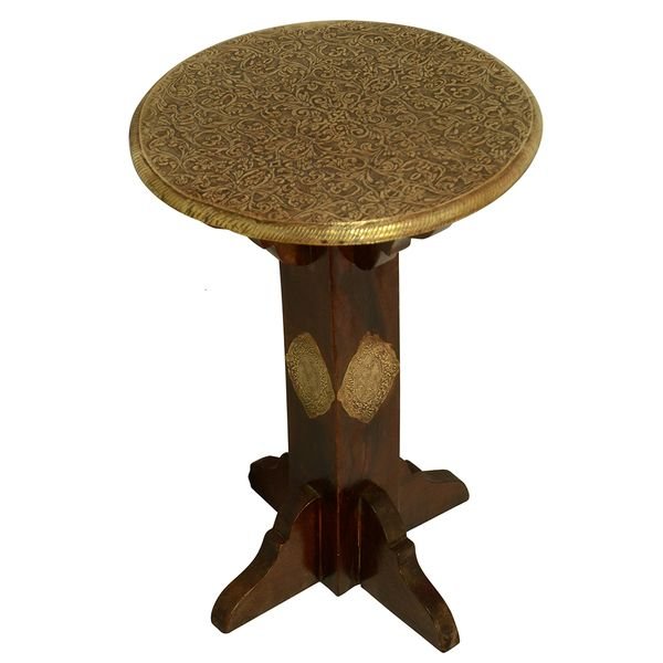 Decent Wooden Ethnic Brass Fitted Stool