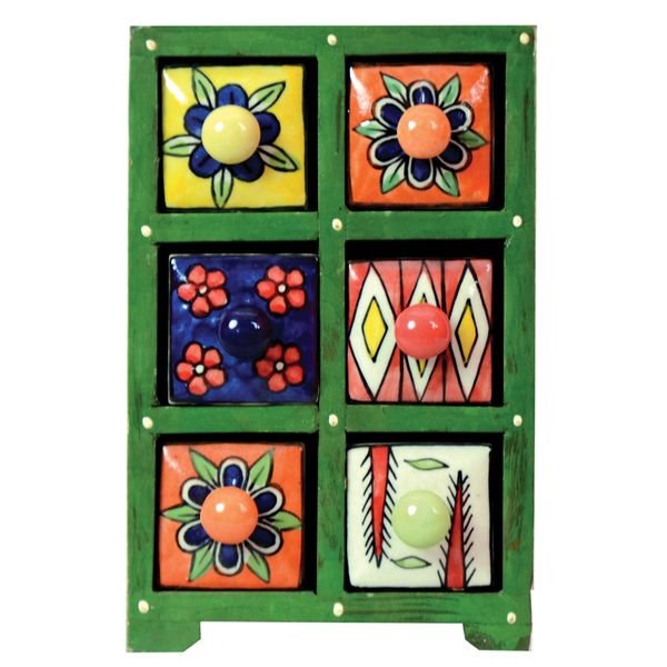 Enchanting Wood Green Colour Chest Drawer