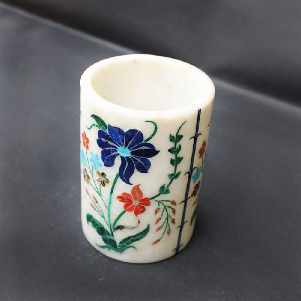 Handcrafted Round Marble Pen Holder (SPENI103)