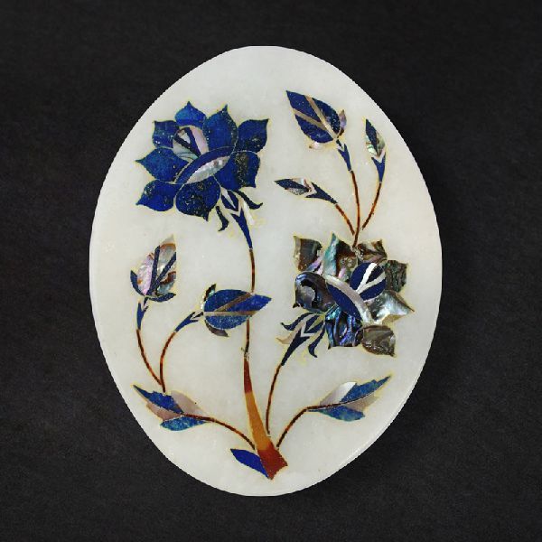 Oval Handcrafted Marble Box (SBS115)