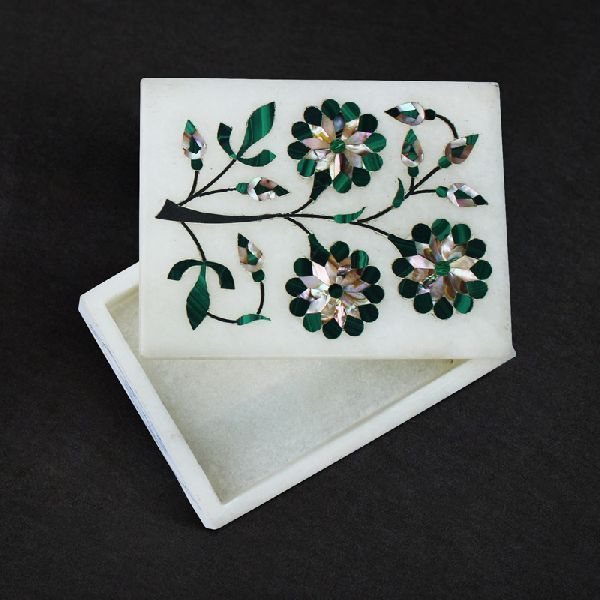 Rectangle Handcrafted Marble Box (SBS114A)