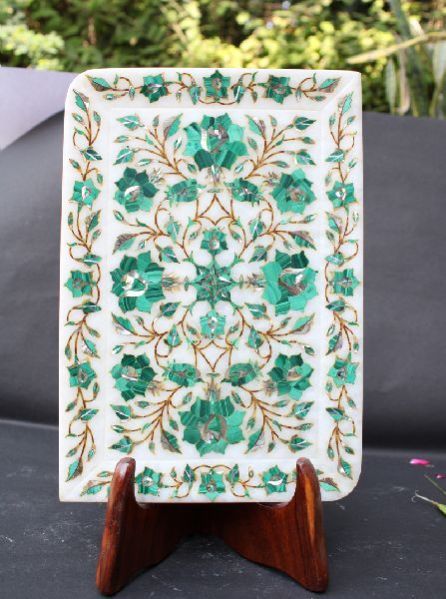 Rectangle Handcrafted Marble Plate (SPP121)