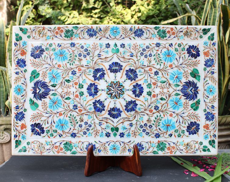 Rectangle Handcrafted Marble Plate (SPP129)