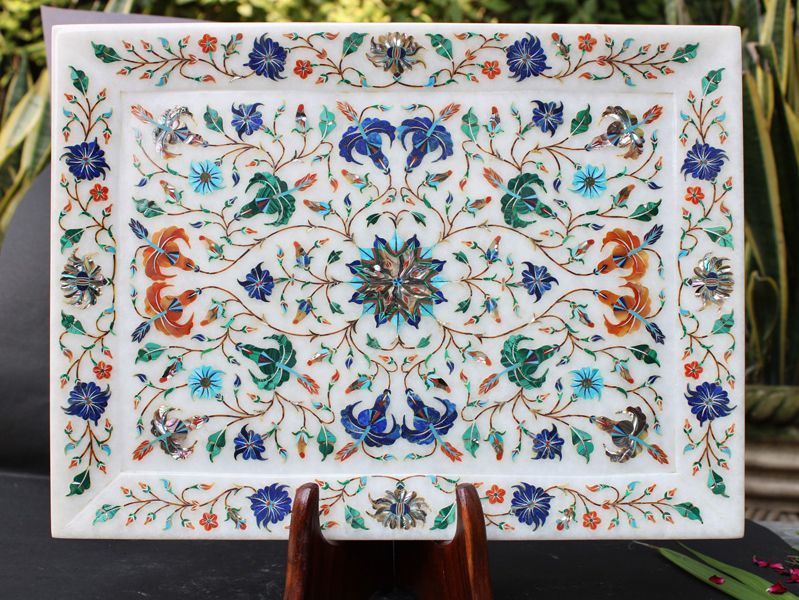 Rectangle Handcrafted Marble Plate (SPP131)