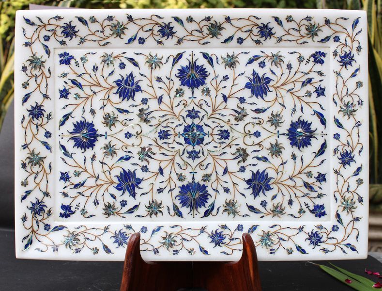 Rectangle Handcrafted Marble Plate (SPP132)