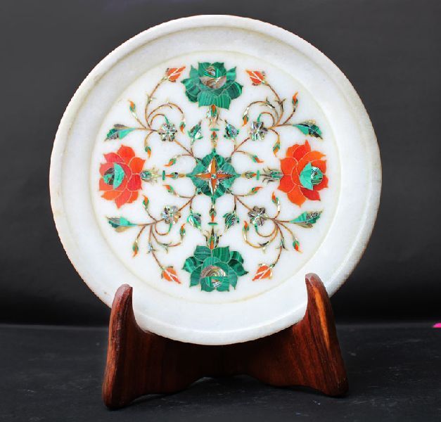 Round Handcrafted Marble Plate (SPP106)