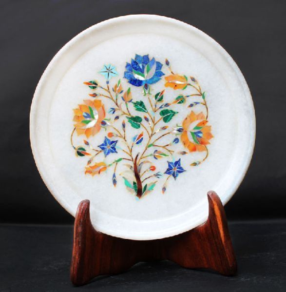 Round Handcrafted Marble Plate (SPP107)