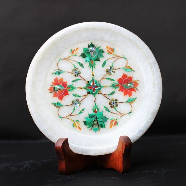 Round Handcrafted Marble Plate (SPP108)