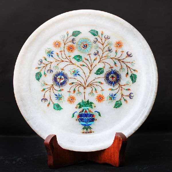 Round Handcrafted Marble Plate (SPP109)