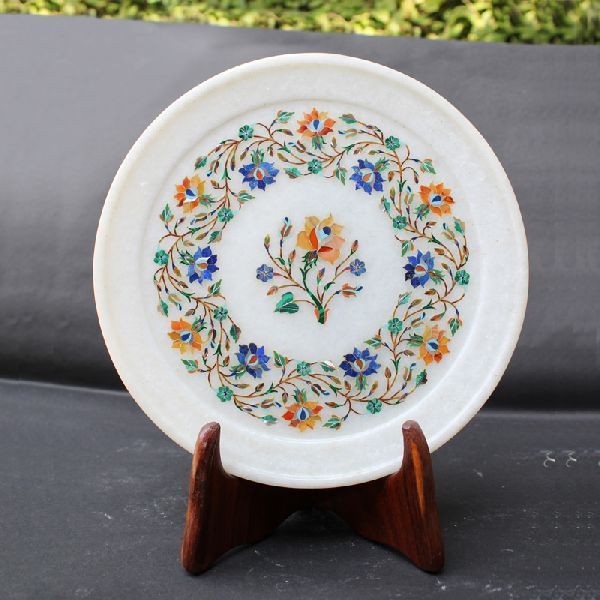 Round Handcrafted Marble Plate (SPP126)