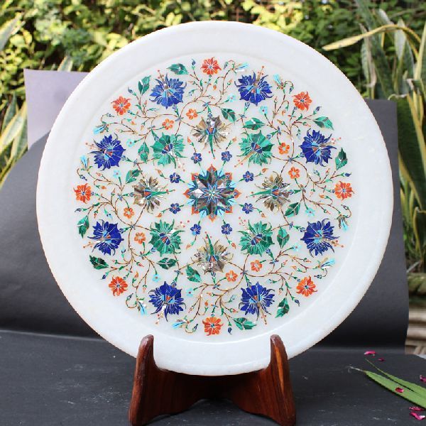Round Handcrafted Marble Plate (SPP136)