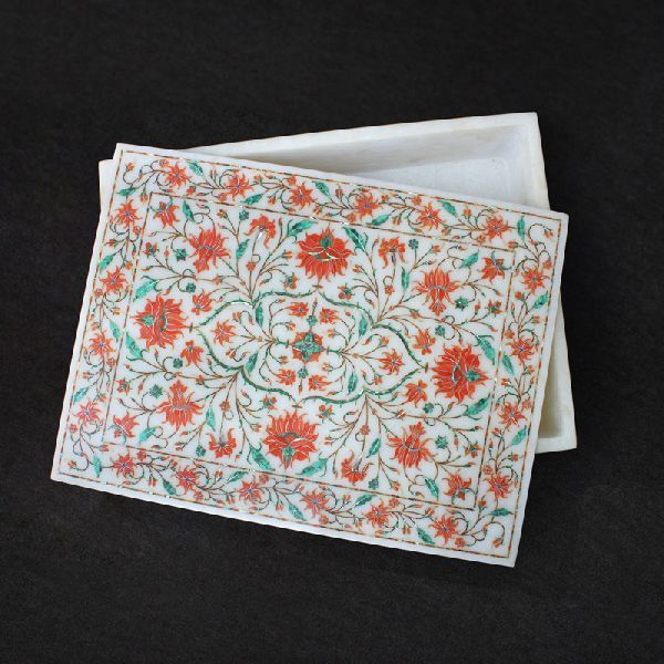 Square Handcrafted Marble Box (SBI114)