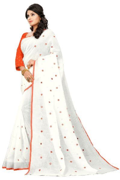 SBT 436 Orange Linen Sarees