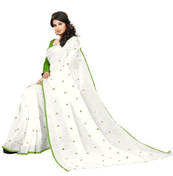 SBT 436 Parrot Green Linen Sarees