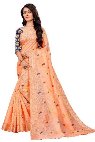 SBT 561 Orange Linen Sarees