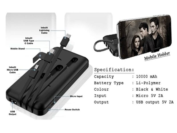 10K mAH Powerbank with Mobile Holder