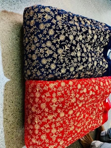 D.No. 1596 Embroidered Velvet Fabric