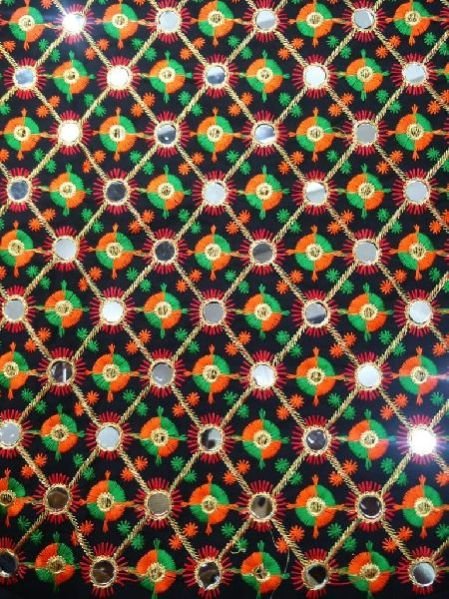 Designer Mirror Work Embroidery Fabric 05