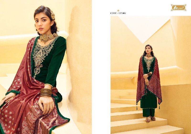 112 004 Kesar Velvet Daira Woolen Suit Material