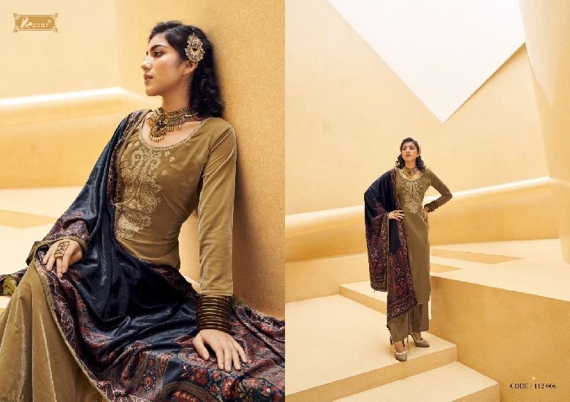 112 006 Kesar Velvet Daira Woolen Suit Material