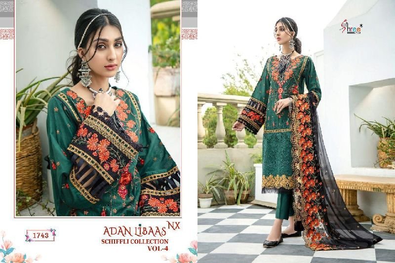 1743 Shree Fabs Adan Libaas Unstitched Suit Material