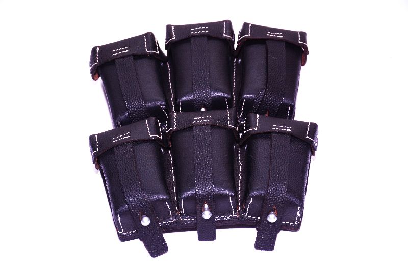 Black German K98 Triple Ammo Leather Pouch Set