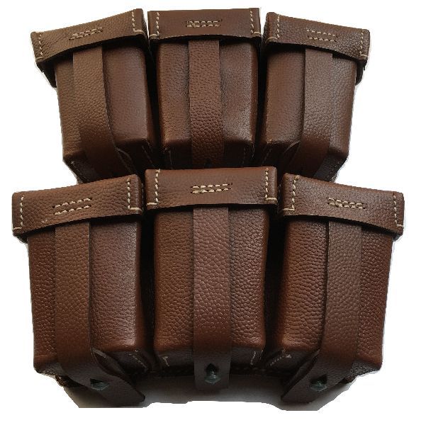 Light Brown German K98 Triple Ammo Leather Pouch Set