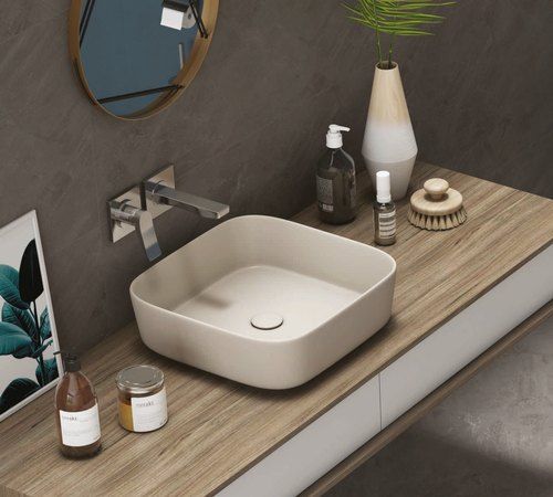 Light Cream Nature Compact Table Top Basin