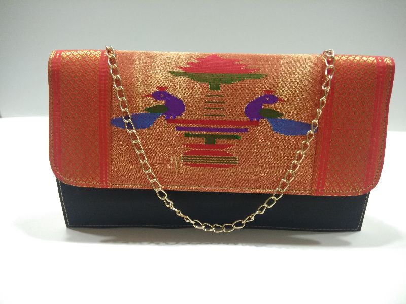 Pure Paithani Box Sling Black