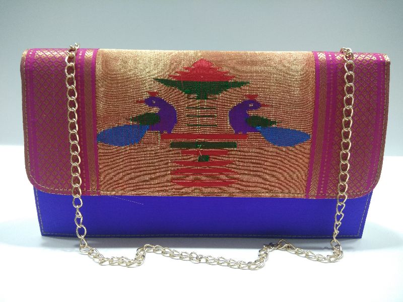Pure Paithani Box Sling Blue
