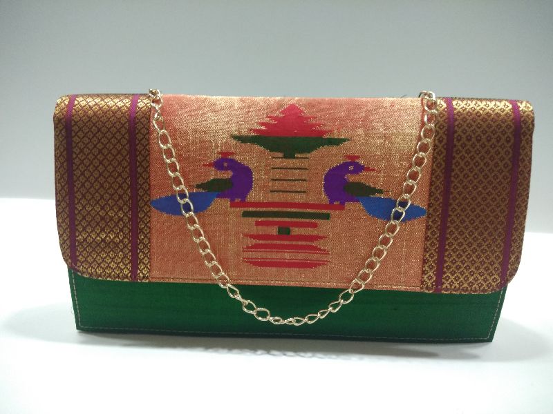 Pure Paithani Box Sling Bottle Green