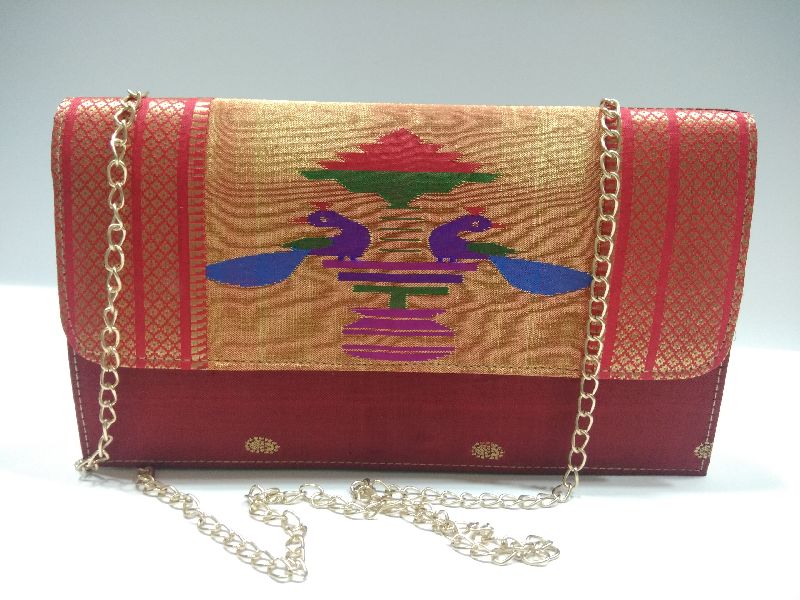 Pure Paithani Box Sling Maroon