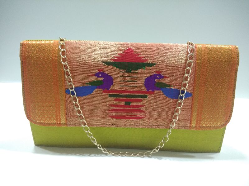 Pure Paithani Box Sling Parrot Green