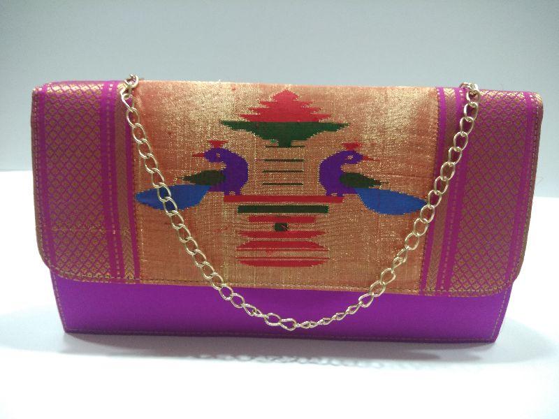 Pure Paithani Box Sling Purple