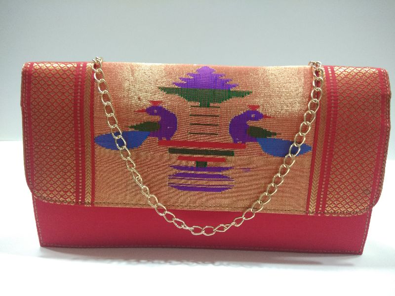 Pure Paithani Box Sling Red