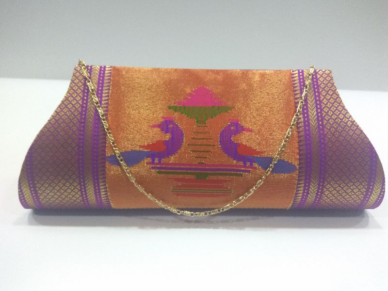 Pure Paithani Clutch Dark Blue