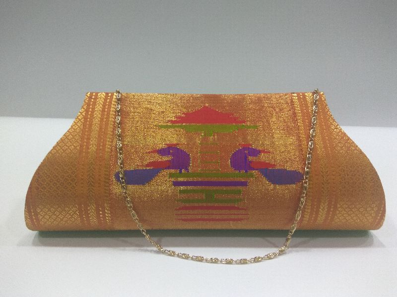 Pure Paithani Clutch Parrot Green