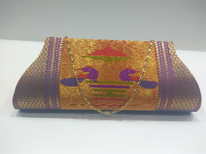 Pure Paithani Clutch Sky Blue