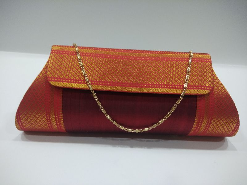 Pure Paithani Damaru Clutch Maroon