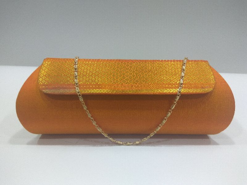 Pure Paithani Zari Clutch Orange