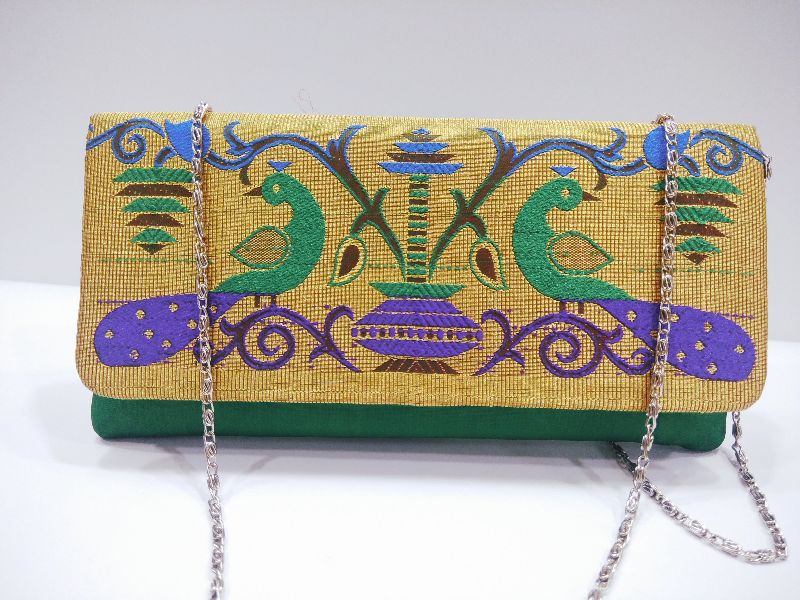 Semi Paithani Chain Sling Green