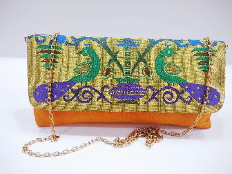 Semi Paithani Chain Sling Orange