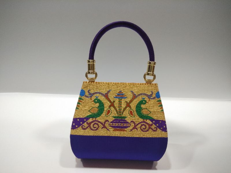Semi Paithani Single Handle Handbag Blue