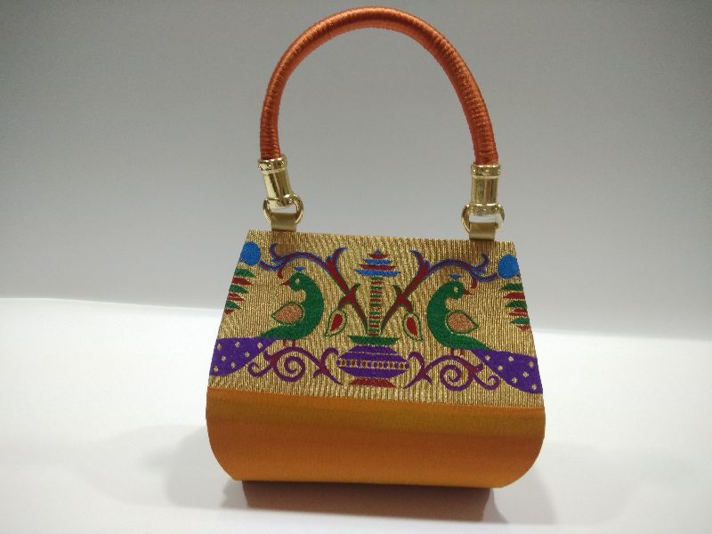 Semi Paithani Single Handle Handbag Orange