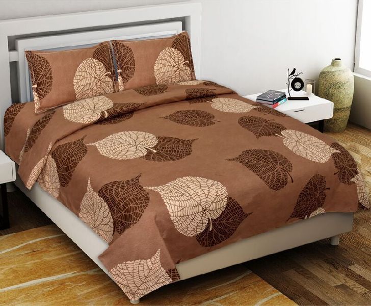 Beautiful Brown Base Paan Pattern Double Bedsheet