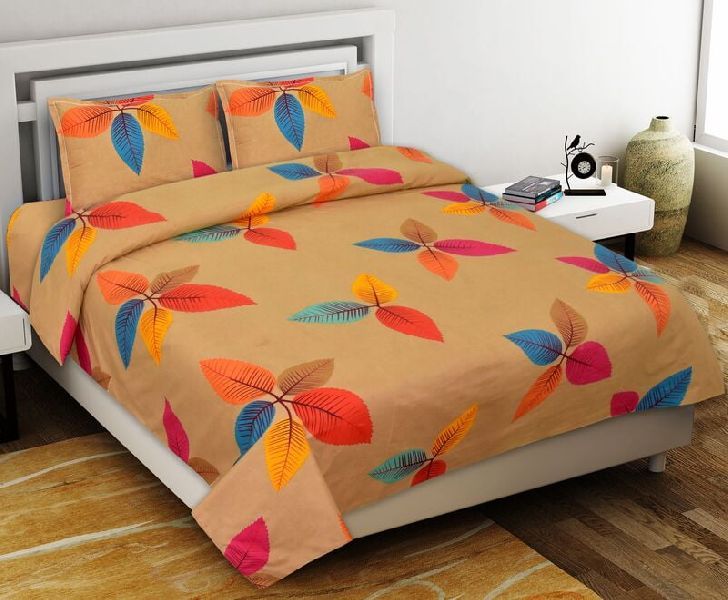 Brown Base Floral Pattern Multi Color Super Soft Double Bedsheet