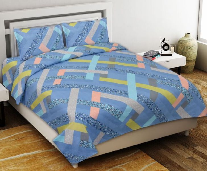 Light Green Corgruous Lines Pattern Double Bedsheet