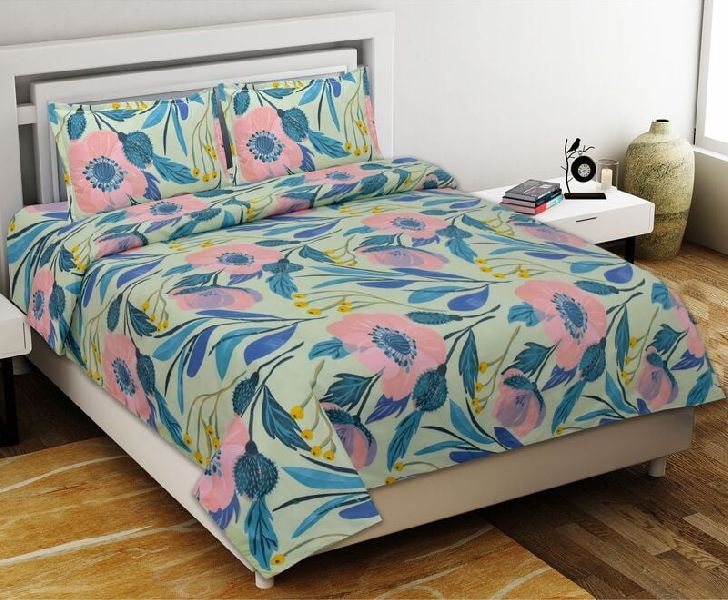 Lush Leafage Light Green Double Bedsheet